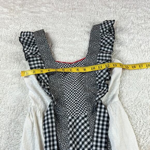 Vintage 70s Unbranded gingham checked ruffled boho prairie maxi dress, size xs - Picture 4 of 7